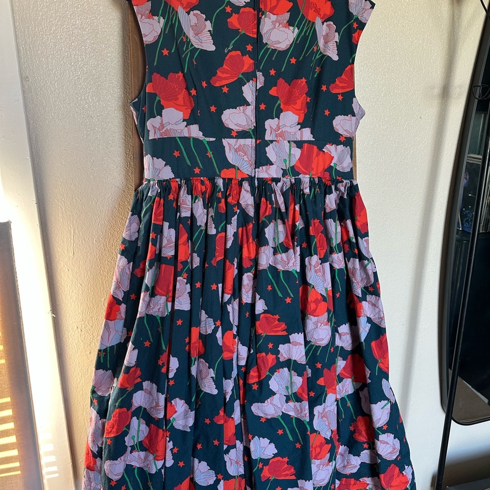 Modcloth Deep Green and Red Floral Midi Dress - Picture 4 of 4